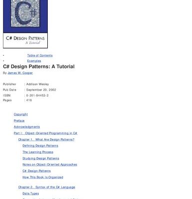 خرید و دانلود نسخه کامل کتاب C# Design Patterns: A Tutorial