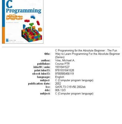 خرید و دانلود نسخه کامل کتاب C Programming for the Absolute Beginner (For the Absolute Beginner (Series).)