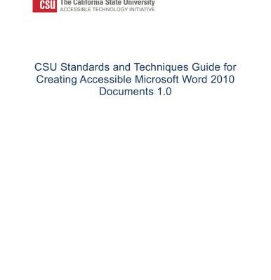 خرید و دانلود نسخه کامل کتاب California State University. CSU Standards and Techniques Guide for Creating Accessible Microsoft Word 2010 Documents 1.0