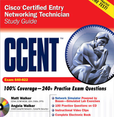خرید و دانلود نسخه کامل کتاب CCENT Cisco Certified Entry Networking Technician Study Guide (Exam 640-822) (Study Guide Book & CD)
