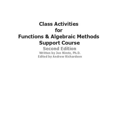 خرید و دانلود نسخه کامل کتاب Class Activities For Math 109: Support For Functios & Algebraic Methods