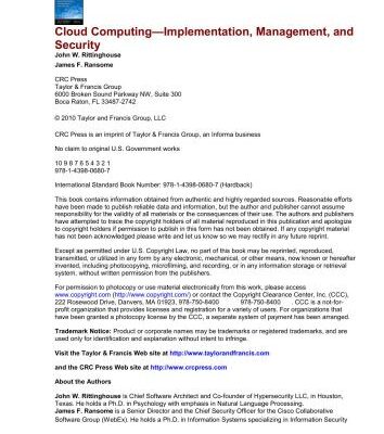خرید و دانلود نسخه کامل کتاب Cloud Computing – Implementation, Management, and Security