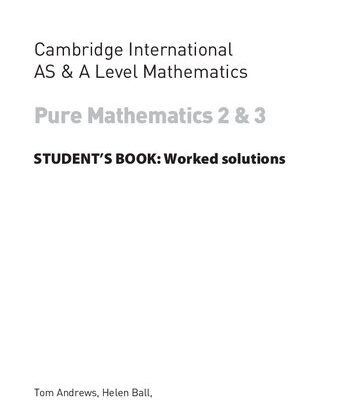 خرید و دانلود نسخه کامل کتاب Collins Cambridge International AS & A Level Mathematics Pure Mathematics 2 and 3 Worked SOLUTIONS