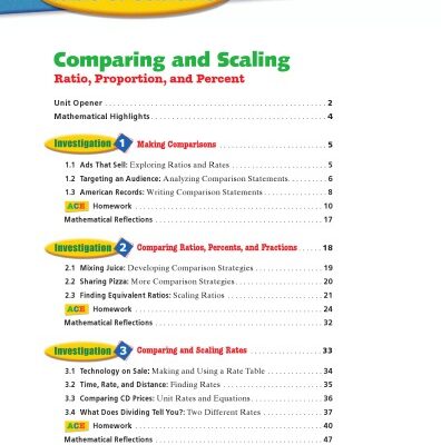 خرید و دانلود نسخه کامل کتاب Comparing And Scaling: Ratio, Proportion and Percent / Student Workbook