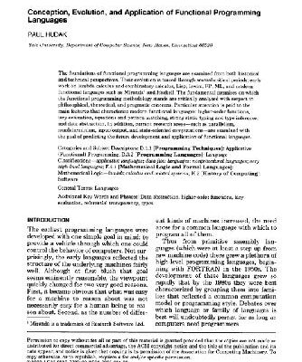 خرید و دانلود نسخه کامل کتاب Conception, evolution, and application of functional programming languages