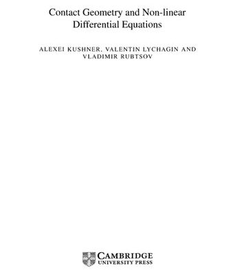 خرید و دانلود نسخه کامل کتاب Contact Geometry and Non-linear Differential Equations