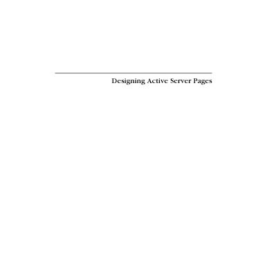 خرید و دانلود نسخه کامل کتاب Designing Active Server Pages