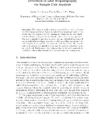 خرید و دانلود نسخه کامل کتاب Detection of LSB Steganography via Sample Pair Analysis