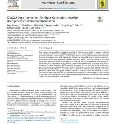 خرید و دانلود نسخه کامل کتاب DIAG: A Deep Interaction-Attribute-Generation model for user-generated item recommendation