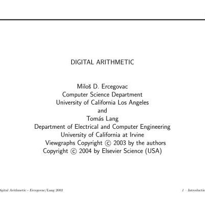 خرید و دانلود نسخه کامل کتاب Digital Arithmetic slides