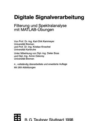 خرید و دانلود نسخه کامل کتاب Digitale Signalverarbeitung: Filterung und Spektralanalyse mit MATLAB-Übungen