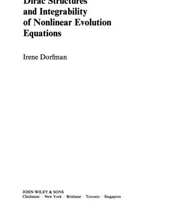 خرید و دانلود نسخه کامل کتاب Dirac Structures and Integrability of Nonlinear Evolution Equations (Nonlinear Science)