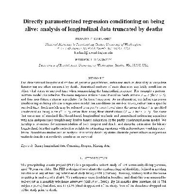 خرید و دانلود نسخه کامل کتاب Directly parameterized regression conditioning on being alive: analysis of longitudinal data truncated by deaths