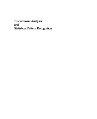خرید و دانلود نسخه کامل کتاب Discriminant Analysis and Statistical Pattern Recognition