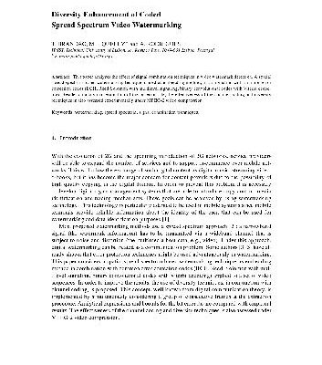 خرید و دانلود نسخه کامل کتاب Diversity Enhancement of Coded Spread Spectrum Video Watermarking