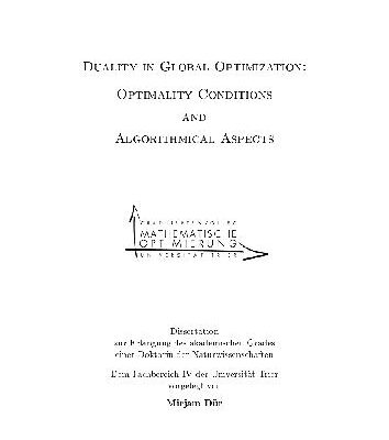 خرید و دانلود نسخه کامل کتاب Duality in Global Optimization: Optimality Conditions and Algorithmical Aspects