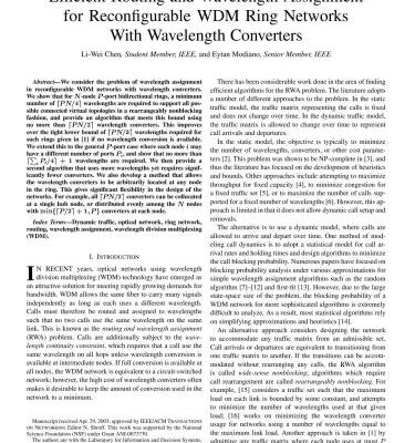 خرید و دانلود نسخه کامل کتاب Efficient Routing and Wavelength Assignment for Reconfigurable WDM Ring Networks With Wavelength Converters