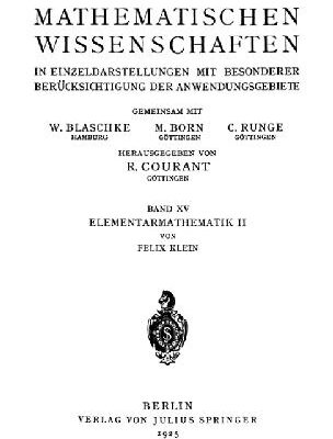 خرید و دانلود نسخه کامل کتاب Elementarmathematik vom hoeheren Standpunkte aus