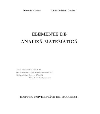 خرید و دانلود نسخه کامل کتاب Elemente de Analiza Mathematica