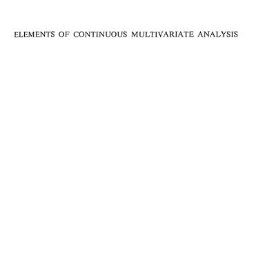 خرید و دانلود نسخه کامل کتاب Elements of Continuous Multivariate Analysis
