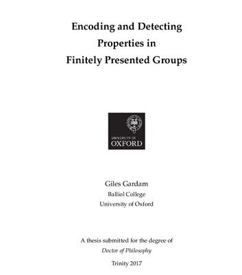 خرید و دانلود نسخه کامل کتاب Encoding and detecting properties in finitely presented groups