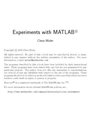 خرید و دانلود نسخه کامل کتاب Experiments with MATLAB