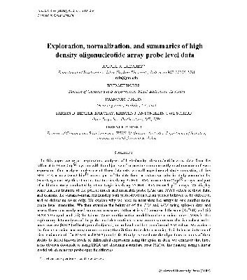 خرید و دانلود نسخه کامل کتاب Exploration, normalization, and summaries of high density oligonucleotide array probe level data