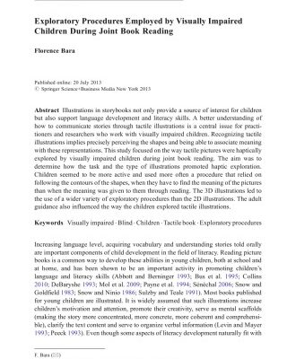 خرید و دانلود نسخه کامل کتاب Exploratory Procedures Employed by Visually Impaired Children During Joint Book Reading