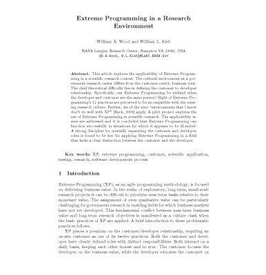 خرید و دانلود نسخه کامل کتاب Extreme programming in a research environment