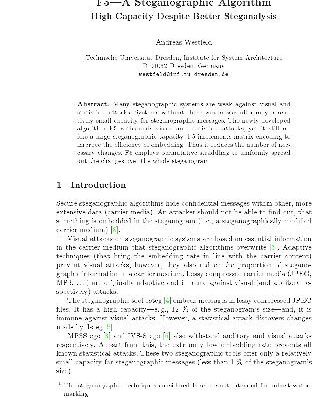 خرید و دانلود نسخه کامل کتاب F5 A Steganographic Algorithm High Capacity Despite Better Steganalysis