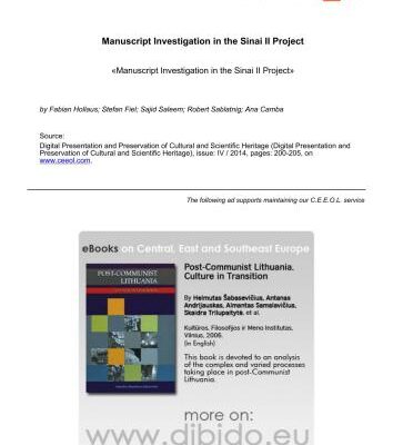 خرید و دانلود نسخه کامل کتاب Fiel, Stefan, Saleem, Sajid. Manuscipt Investigation in the Sinai II Project