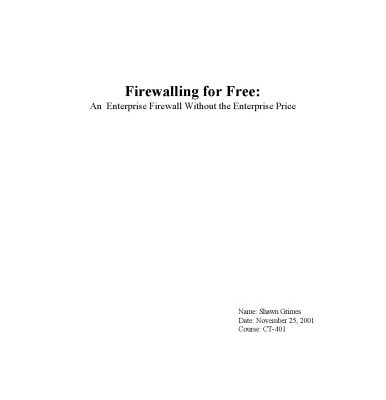 خرید و دانلود نسخه کامل کتاب Firewalling for Free: An Enterprise Firewall Without the Enterprise Price