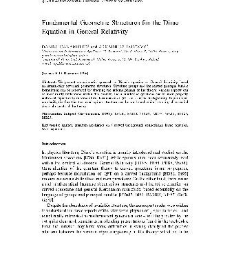 خرید و دانلود نسخه کامل کتاب Fundamental Geometric Structures for the Dirac Equation in General Relativity