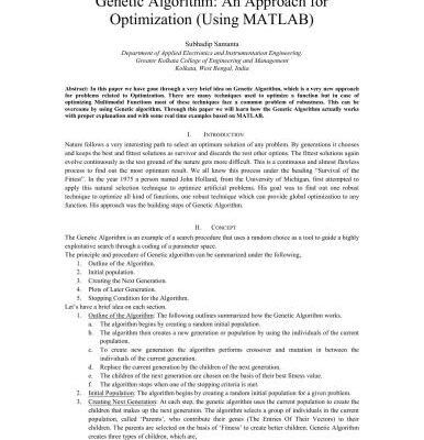 خرید و دانلود نسخه کامل کتاب Genetic Algorithm: An Approach for Optimization (Using MATLAB)