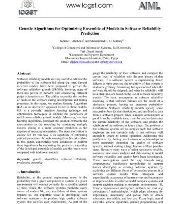 خرید و دانلود نسخه کامل کتاب Genetic Algorithms for Optimizing Ensemble of Models in Software Reliability Prediction