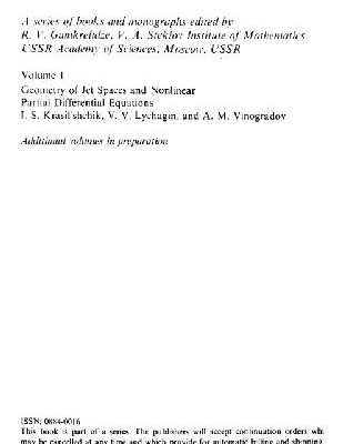 خرید و دانلود نسخه کامل کتاب Geometry of jet spaces and nonlinear differential equations