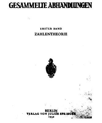 خرید و دانلود نسخه کامل کتاب Gesammelte Abhandlungen. Zahlentheorie