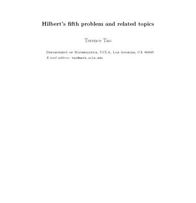 خرید و دانلود نسخه کامل کتاب Hilbert’s Fifth Problem and Related Topics