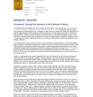 خرید و دانلود نسخه کامل کتاب Honeypots: Tracking Hackers