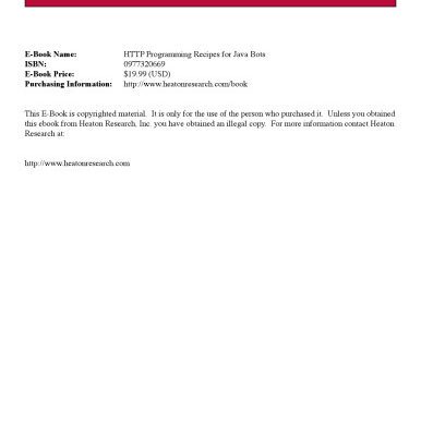 خرید و دانلود نسخه کامل کتاب HTTP Programming Recipes for Java Bots