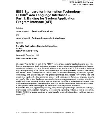 خرید و دانلود نسخه کامل کتاب IEEE Std 1003.5: POSIX® Ada Language Interfaces— Part 1: Binding for System Application Program Interface (API)