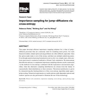 خرید و دانلود نسخه کامل کتاب Importance sampling for jump–diffusions via cross-entropy [article]