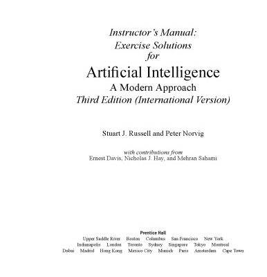 خرید و دانلود نسخه کامل کتاب Instructor’s Manual: Exercise Solutions for Artificial Intelligence A Modern Approach – Third Edition