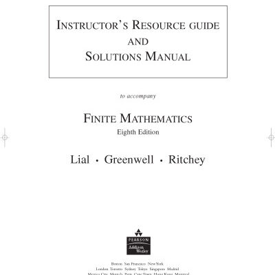 خرید و دانلود نسخه کامل کتاب Instructor’s Resource Guide and Solutions Manual to Finite Mathematics