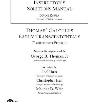 خرید و دانلود نسخه کامل کتاب Instructor’s Solutions Manual Thomas’ Calculus Early Transcendentals Fourteenth Edition