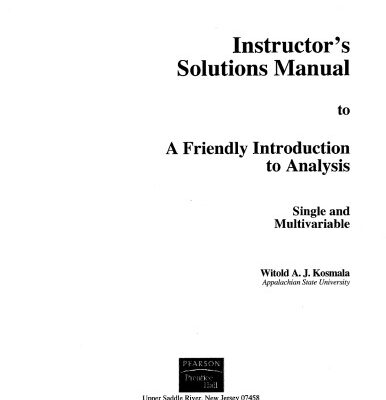 خرید و دانلود نسخه کامل کتاب Insturctor’s Solution Manual to A Friendly Introduction to Real Analysis