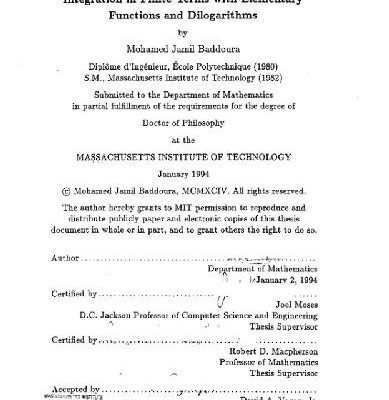 خرید و دانلود نسخه کامل کتاب Integration in finite terms with elementary functions and dilogarithms [PhD Thesis]