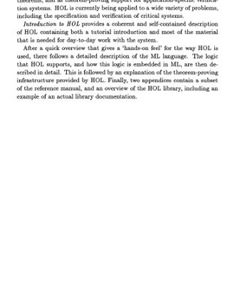 خرید و دانلود نسخه کامل کتاب Introduction to HOL: A theorem-proving environment for higher order logic