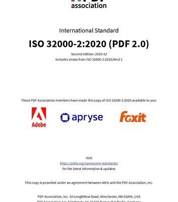 خرید و دانلود نسخه کامل کتاب ISO 32000-2:2020 — Document management – Portable document format – Part 2: PDF 2.0 (sponsored)