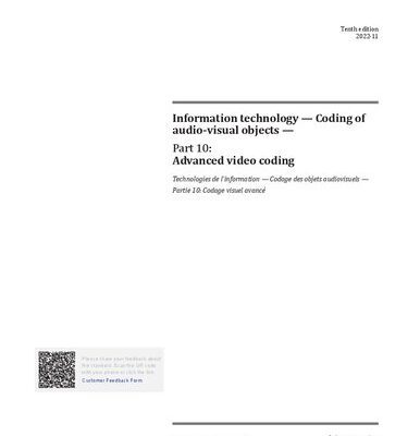 خرید و دانلود نسخه کامل کتاب ISO/IEC 14496-10:2022 – Information technology – Coding of audio-visual objects – Part 10: Advanced video coding